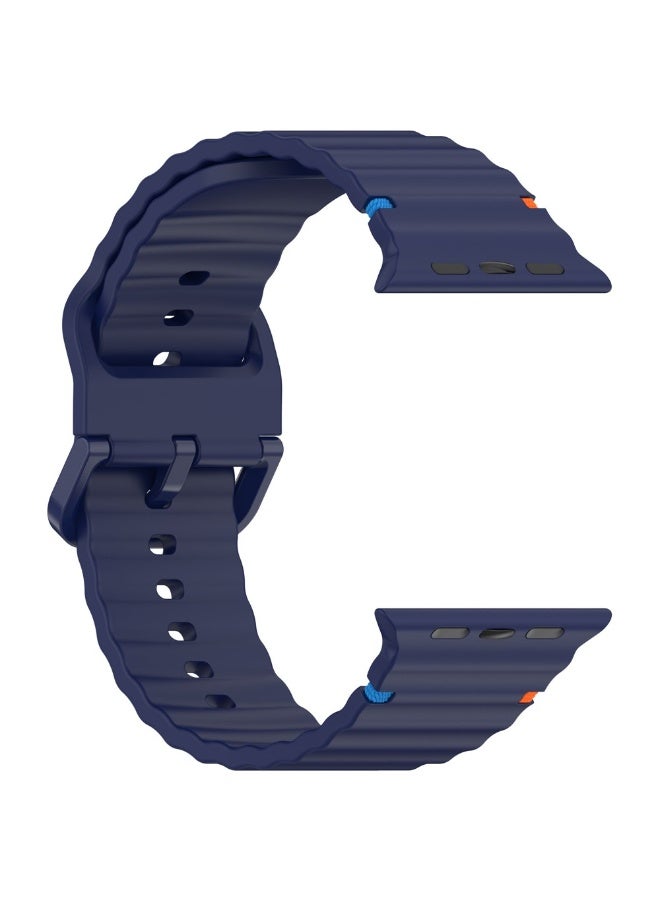 سوار سيليكون بإبزيم لساعة أبل ألترا، مقاسات 49 مم، 46 مم، 45 مم، 44 مم، 42 مم / ساعة أبل ألترا ألترا 2، سلسلة 10، 9، 8، 7، 6، 5، 4، 3، 2، 1، SE (أزرق) - Image 3